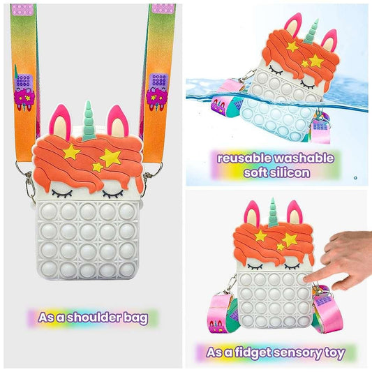 Unicorn sling Pop it Bags for Girls Kids Sling Bags